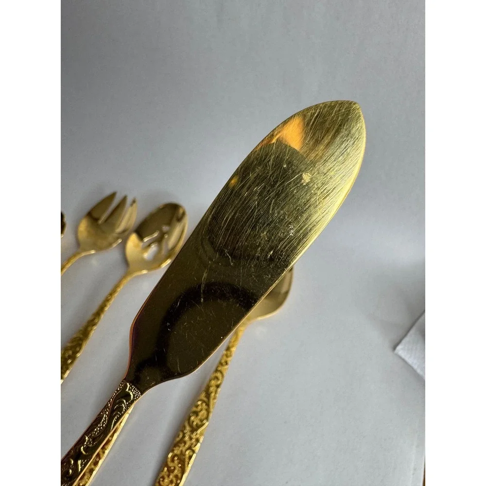 Americana Golden Heritage Gold Electroplate Flatware Hostess Serving Set 6pc